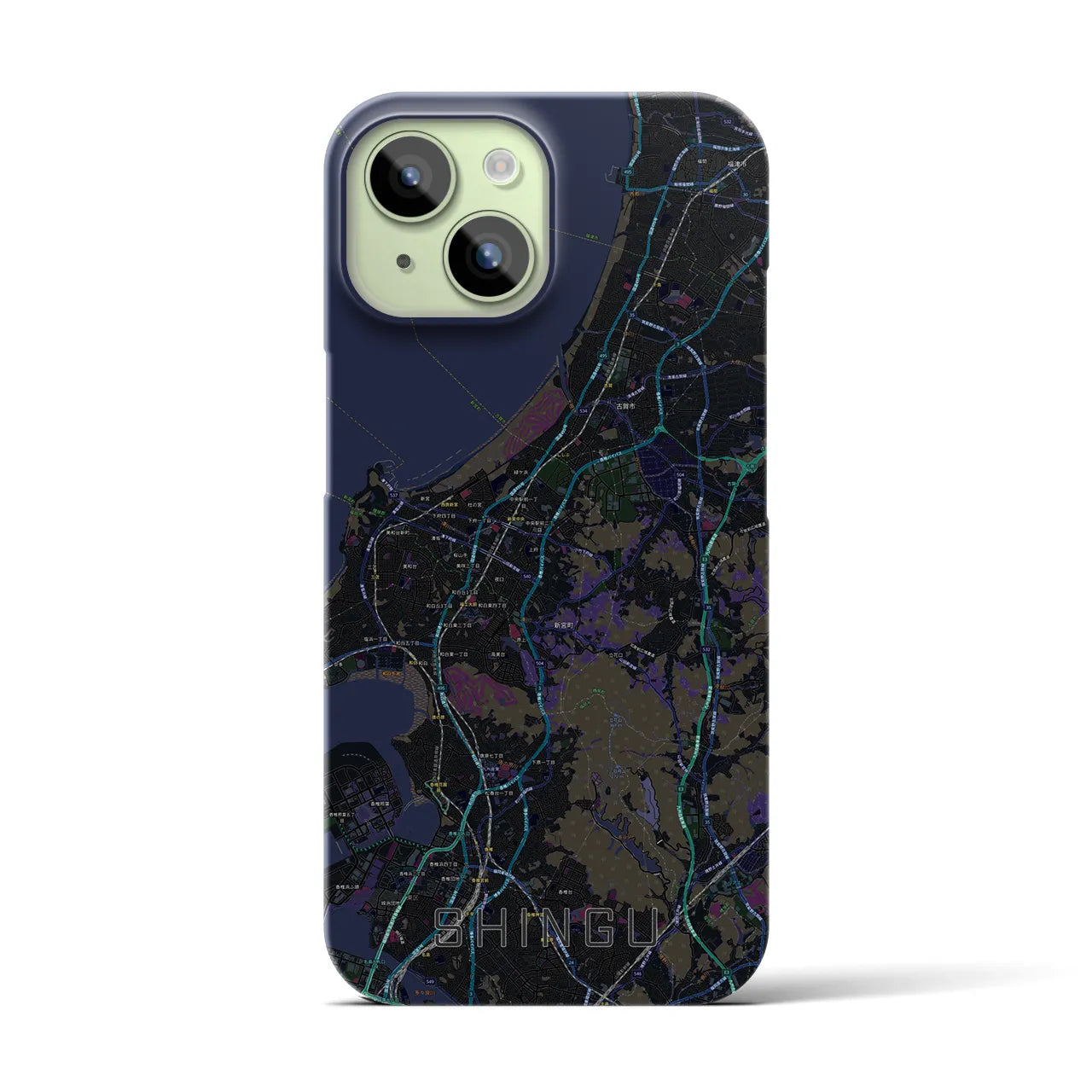 【新宮（福岡県）】地図柄iPhoneケース（バックカバータイプ）