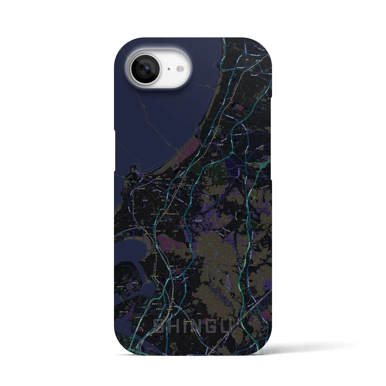 【新宮（福岡県）】地図柄iPhoneケース（バックカバータイプ）