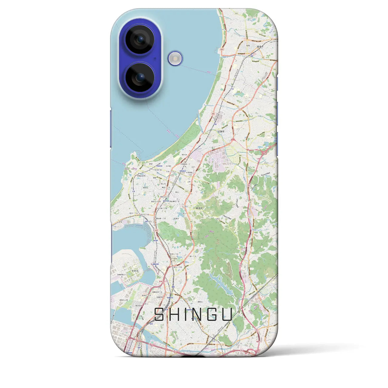 【新宮（福岡県）】地図柄iPhoneケース（バックカバータイプ）ナチュラル・iPhone 16 Pro Max 用