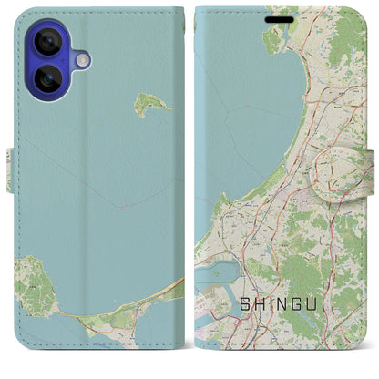 【新宮（福岡県）】地図柄iPhoneケース（手帳タイプ）ナチュラル・iPhone 16 Pro Max 用