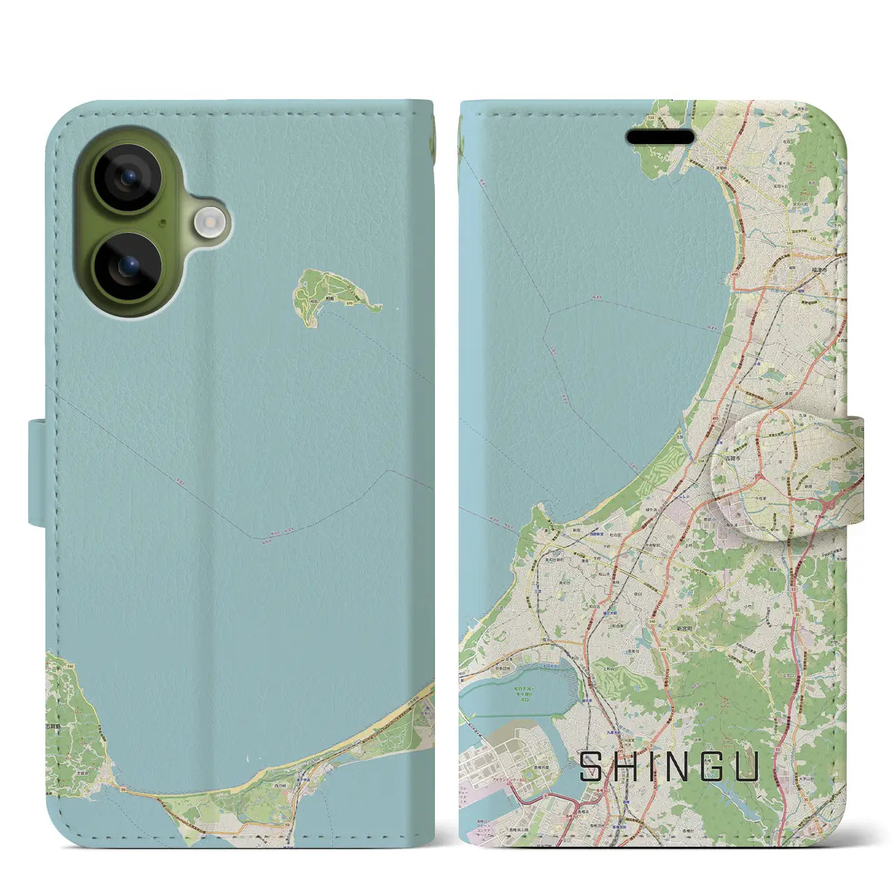 【新宮（福岡県）】地図柄iPhoneケース（手帳タイプ）