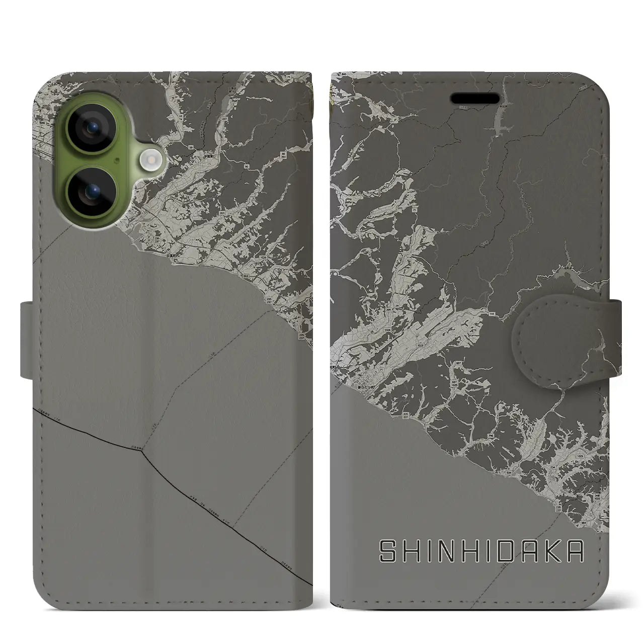 【新ひだか（北海道）】地図柄iPhoneケース（手帳タイプ）