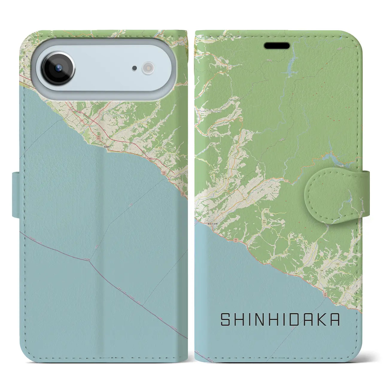 【新ひだか（北海道）】地図柄iPhoneケース（手帳タイプ）