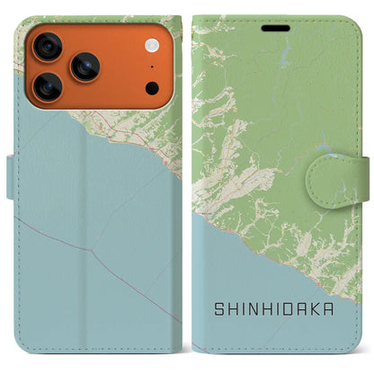 【新ひだか（北海道）】地図柄iPhoneケース（手帳タイプ）