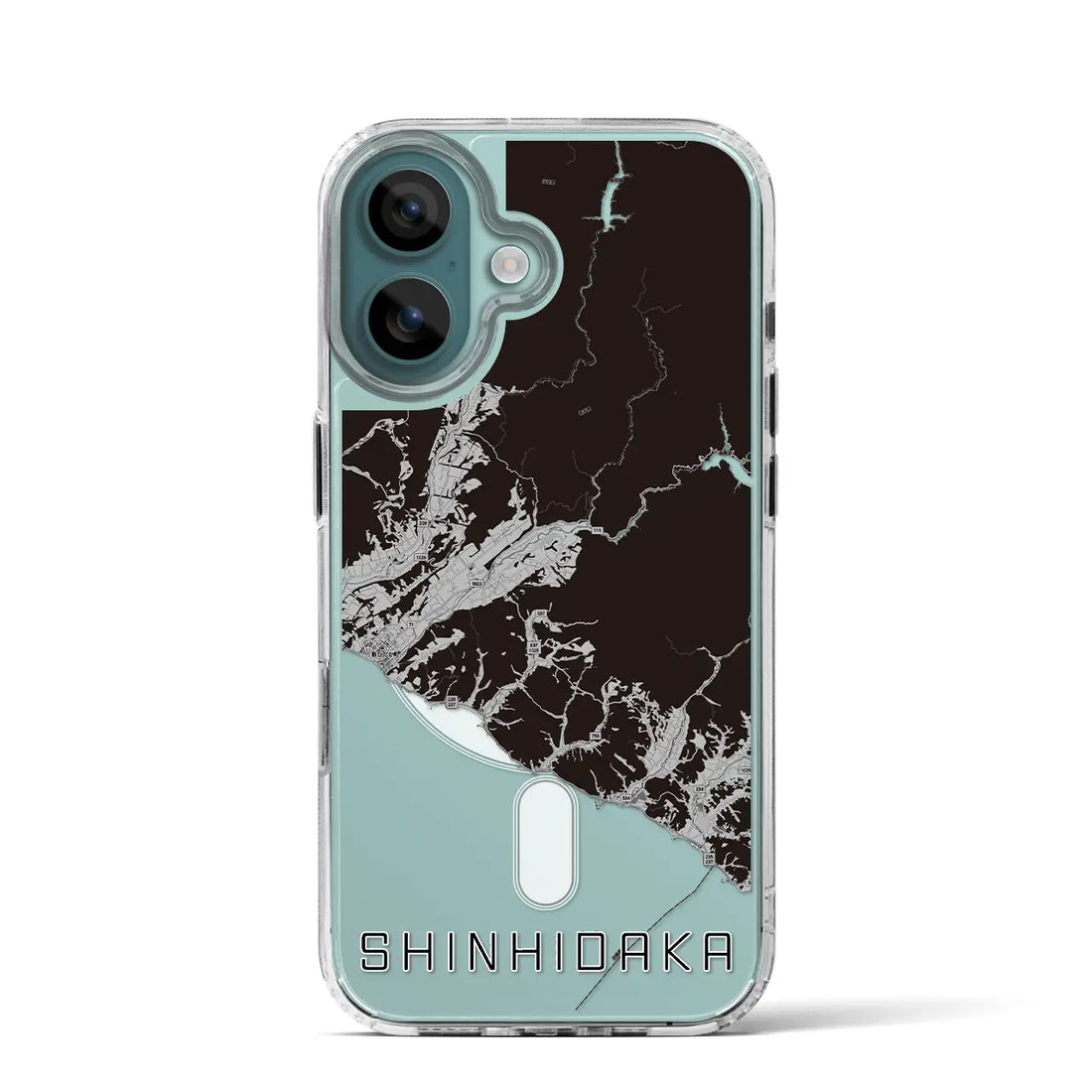 【新ひだか（北海道）】地図柄iPhoneケース（MagSafeタイプ）モノトーン・iPhone 16 Pro 用