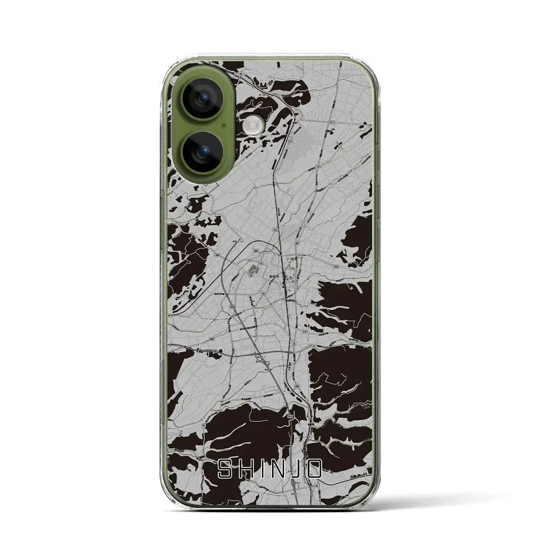 【新庄(山形県)】地図柄iPhoneケース(クリアタイプ)モノトーン・iPhone 17 Pro Max 用