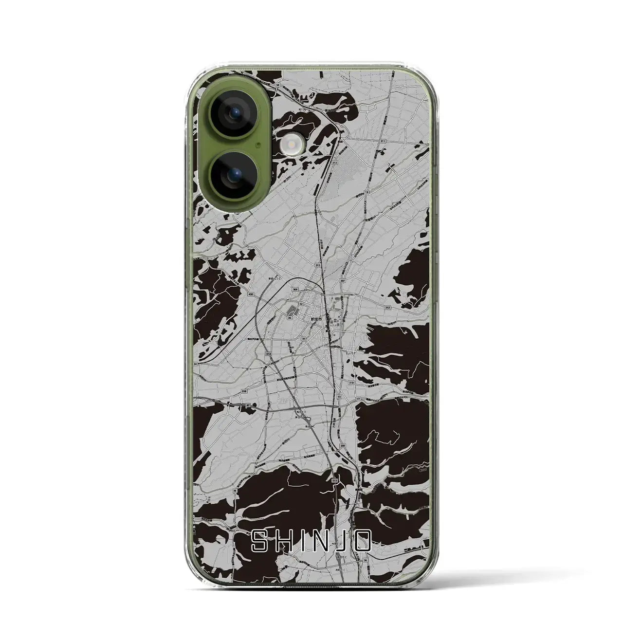 【新庄（山形県）】地図柄iPhoneケース（クリアタイプ）モノトーン・iPhone 17 Pro Max 用