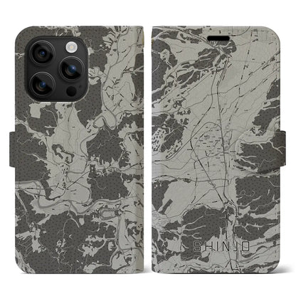 【新庄（山形県）】地図柄iPhoneケース（手帳タイプ）モノトーン・iPhone 16 用