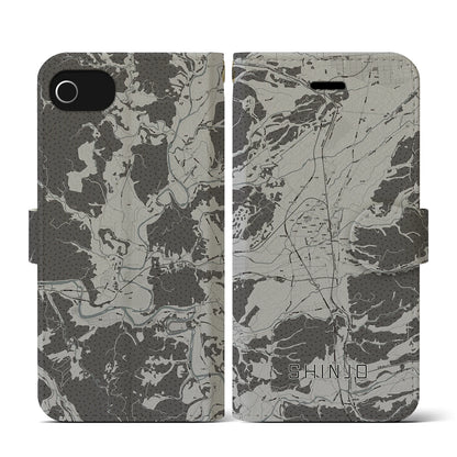 【新庄（山形県）】地図柄iPhoneケース（手帳タイプ）モノトーン・iPhone SE（第3 / 第2世代） / 8 / 7 / 6s / 6 用