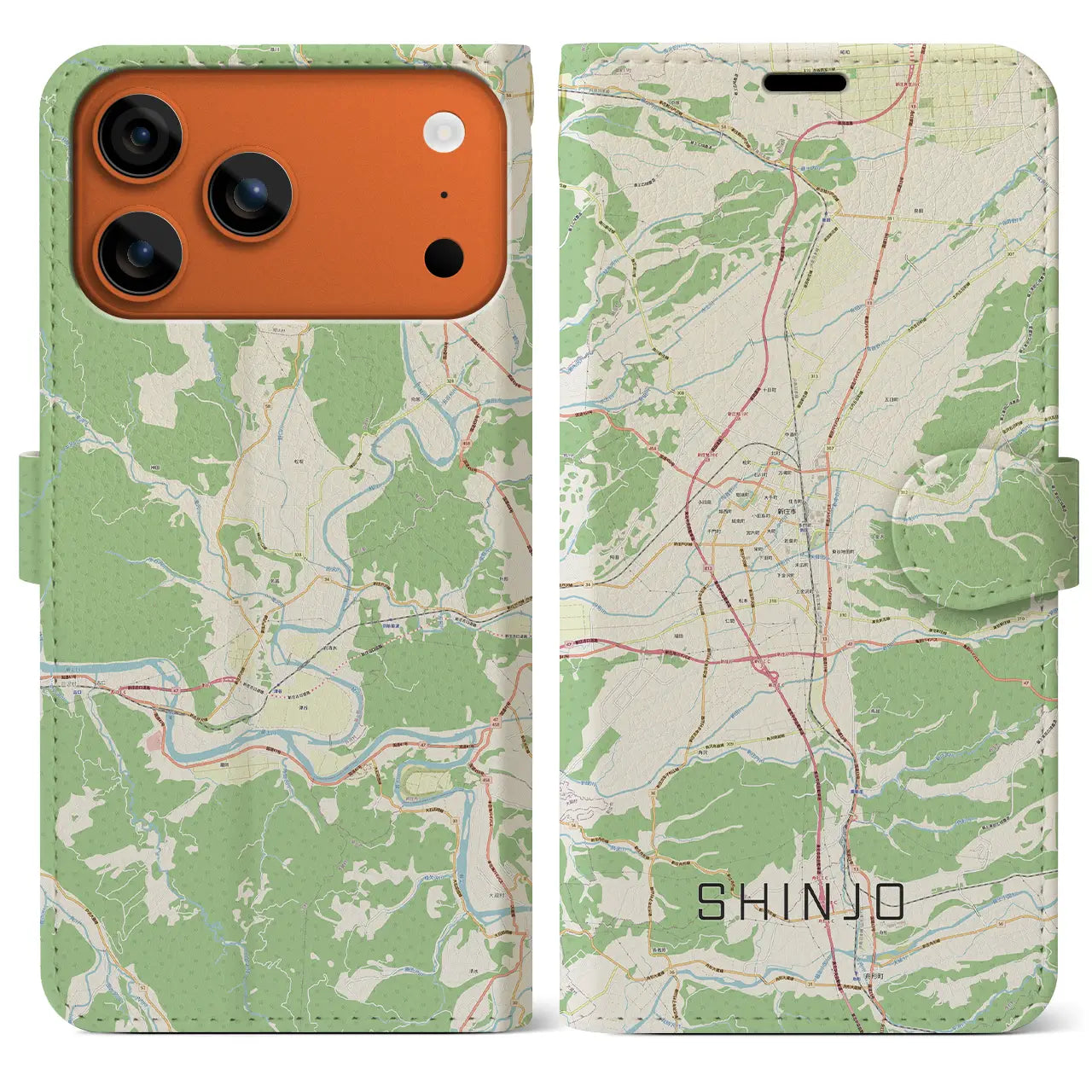 【新庄（山形県）】地図柄iPhoneケース（手帳タイプ）