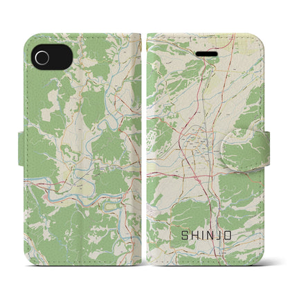 【新庄（山形県）】地図柄iPhoneケース（手帳タイプ）ナチュラル・iPhone SE（第3 / 第2世代） / 8 / 7 / 6s / 6 用