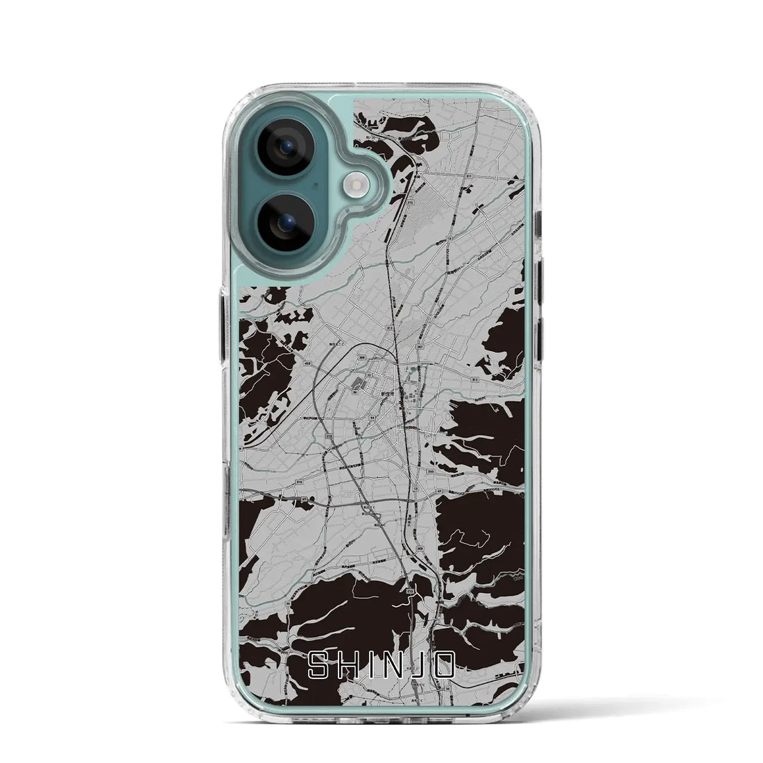 【新庄(山形県)】地図柄iPhoneケース(MagSafeタイプ)モノトーン・iPhone 16 Pro 用