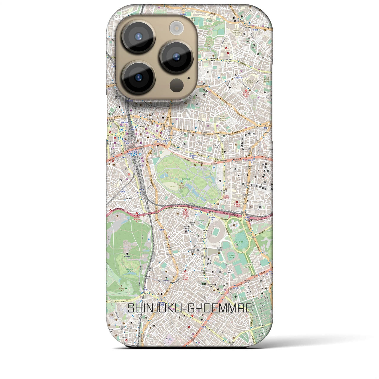 【新宿御苑前（東京都）】地図柄iPhoneケース（バックカバータイプ）