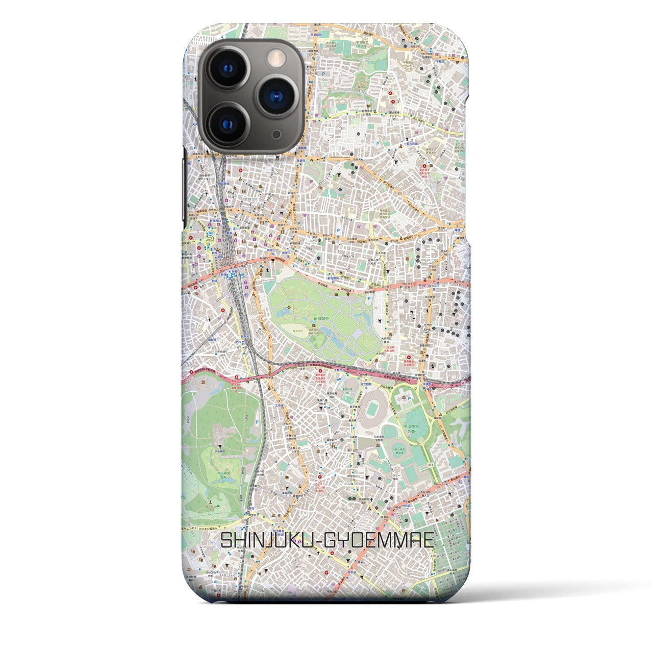 【新宿御苑前（東京都）】地図柄iPhoneケース（バックカバータイプ）