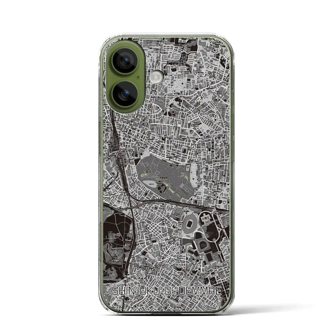 【新宿御苑前（東京都）】地図柄iPhoneケース（クリアタイプ）モノトーン・iPhone 17 Pro Max 用