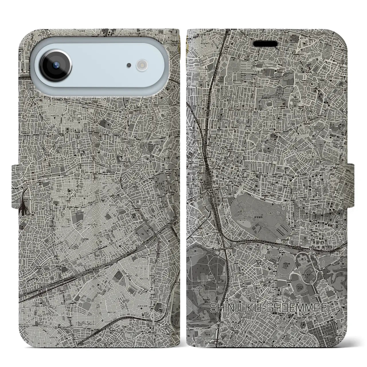 【新宿御苑前（東京都）】地図柄iPhoneケース（手帳タイプ）