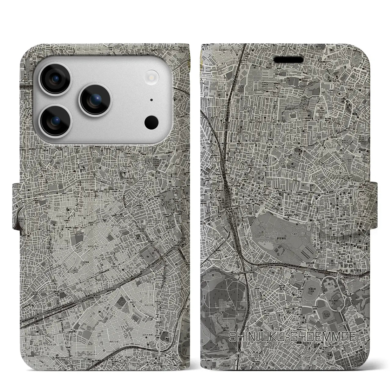 【新宿御苑前（東京都）】地図柄iPhoneケース（手帳タイプ）