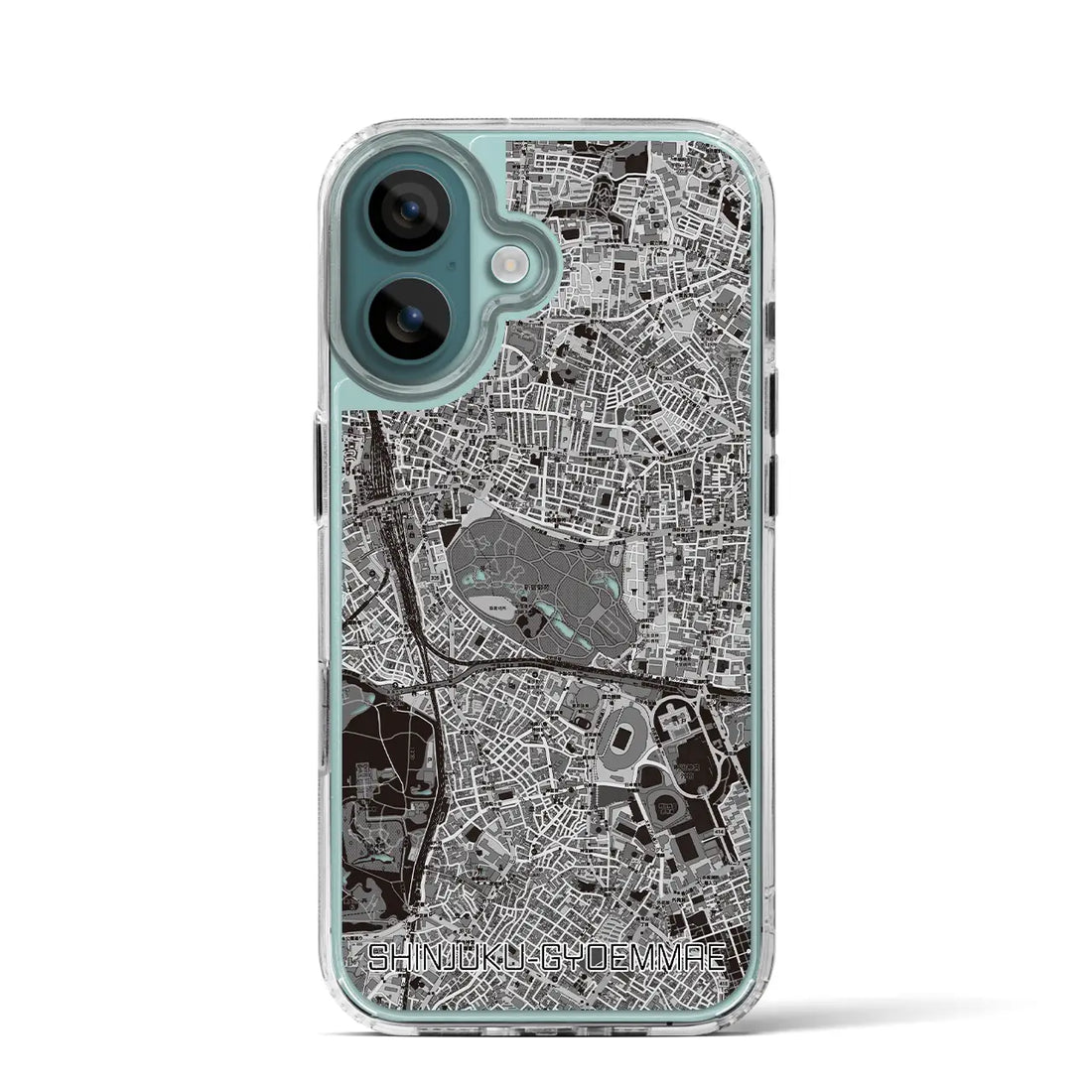 【新宿御苑前(東京都)】地図柄iPhoneケース(MagSafeタイプ)モノトーン・iPhone 16 Pro 用