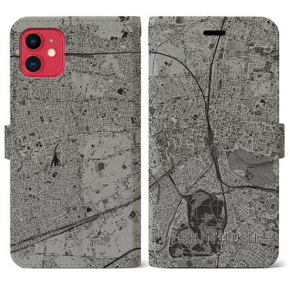 【新宿（東京都）】地図柄iPhoneケース（手帳タイプ）モノトーン・iPhone 11 用