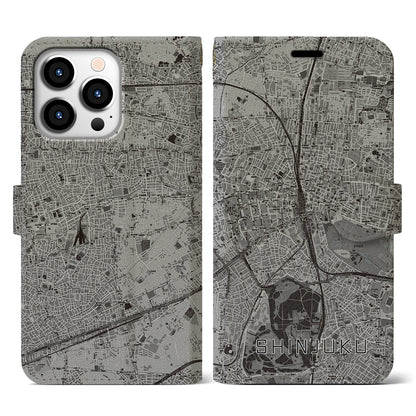【新宿（東京都）】地図柄iPhoneケース（手帳タイプ）モノトーン・iPhone 13 Pro 用