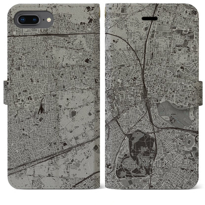【新宿（東京都）】地図柄iPhoneケース（手帳タイプ）モノトーン・iPhone 8Plus /7Plus / 6sPlus / 6Plus 用