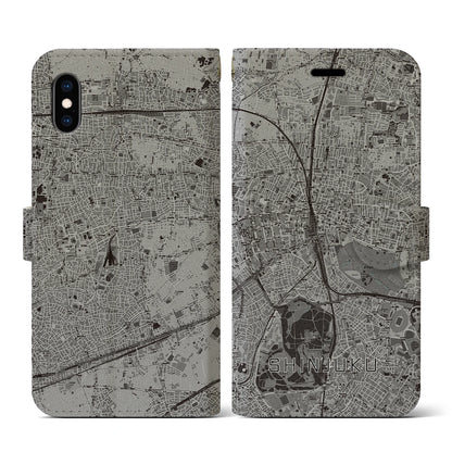 【新宿（東京都）】地図柄iPhoneケース（手帳タイプ）モノトーン・iPhone XS / X 用