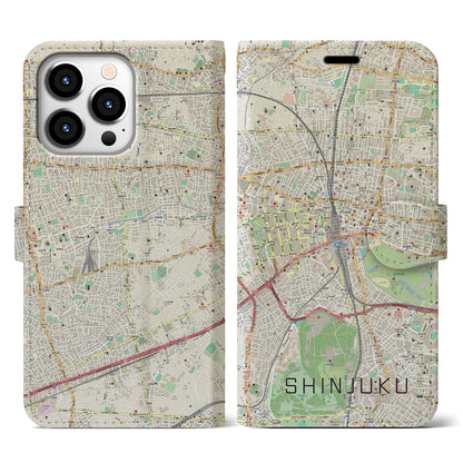 【新宿（東京都）】地図柄iPhoneケース（手帳タイプ）ナチュラル・iPhone 13 Pro 用