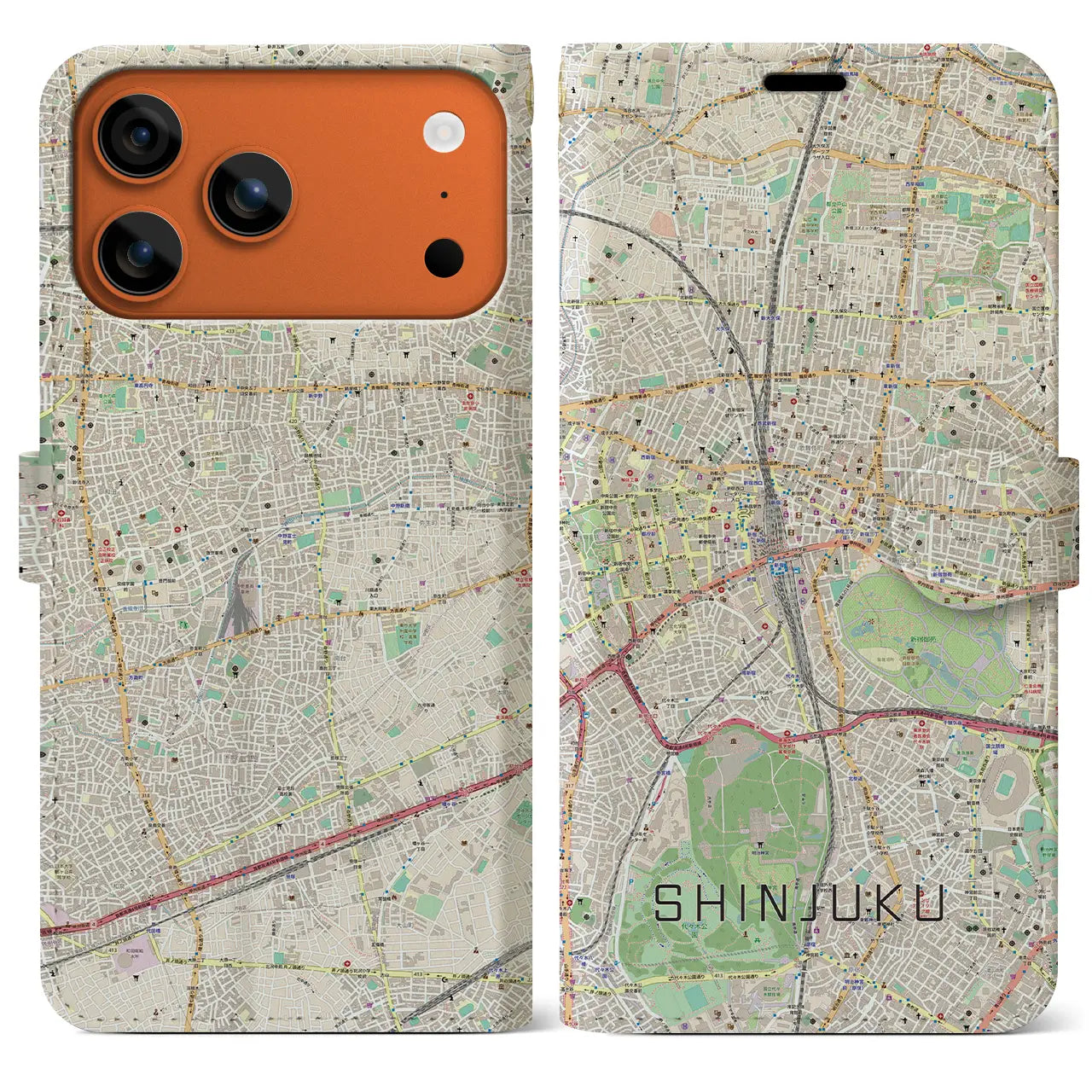 【新宿（東京都）】地図柄iPhoneケース（手帳タイプ）