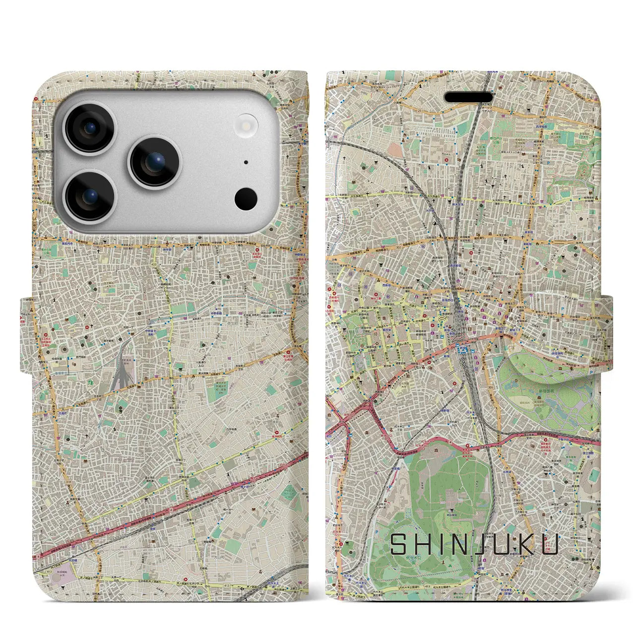 【新宿（東京都）】地図柄iPhoneケース（手帳タイプ）