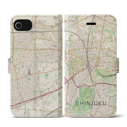 【新宿（東京都）】地図柄iPhoneケース（手帳タイプ）ナチュラル・iPhone SE（第3 / 第2世代） / 8 / 7 / 6s / 6 用