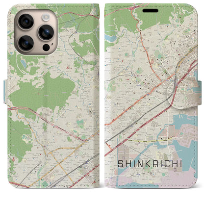 【新開地（兵庫県）】地図柄iPhoneケース（手帳タイプ）ナチュラル・iPhone 16 Plus 用