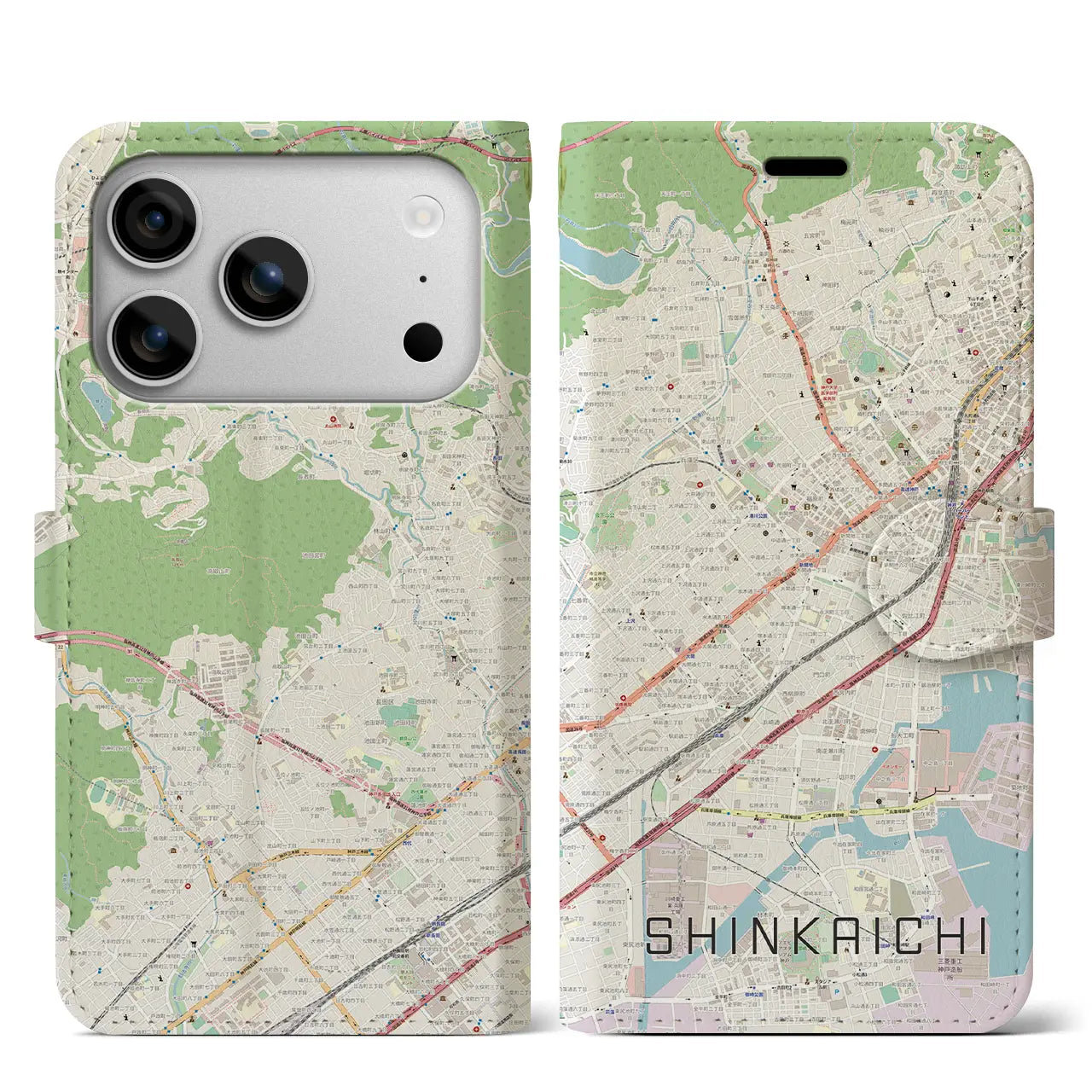 【新開地（兵庫県）】地図柄iPhoneケース（手帳タイプ）