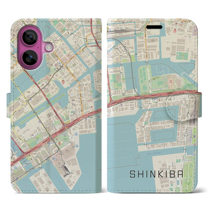 【新木場（東京都）】地図柄iPhoneケース（手帳タイプ）ナチュラル・iPhone 16 Pro 用