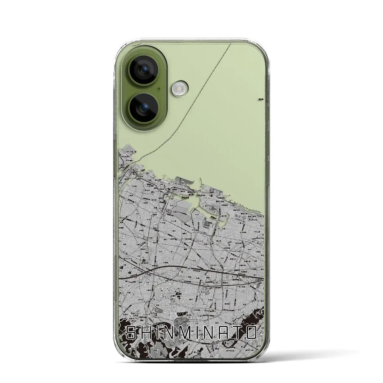 【新湊（富山県）】地図柄iPhoneケース（クリアタイプ）モノトーン・iPhone 17 Pro Max 用