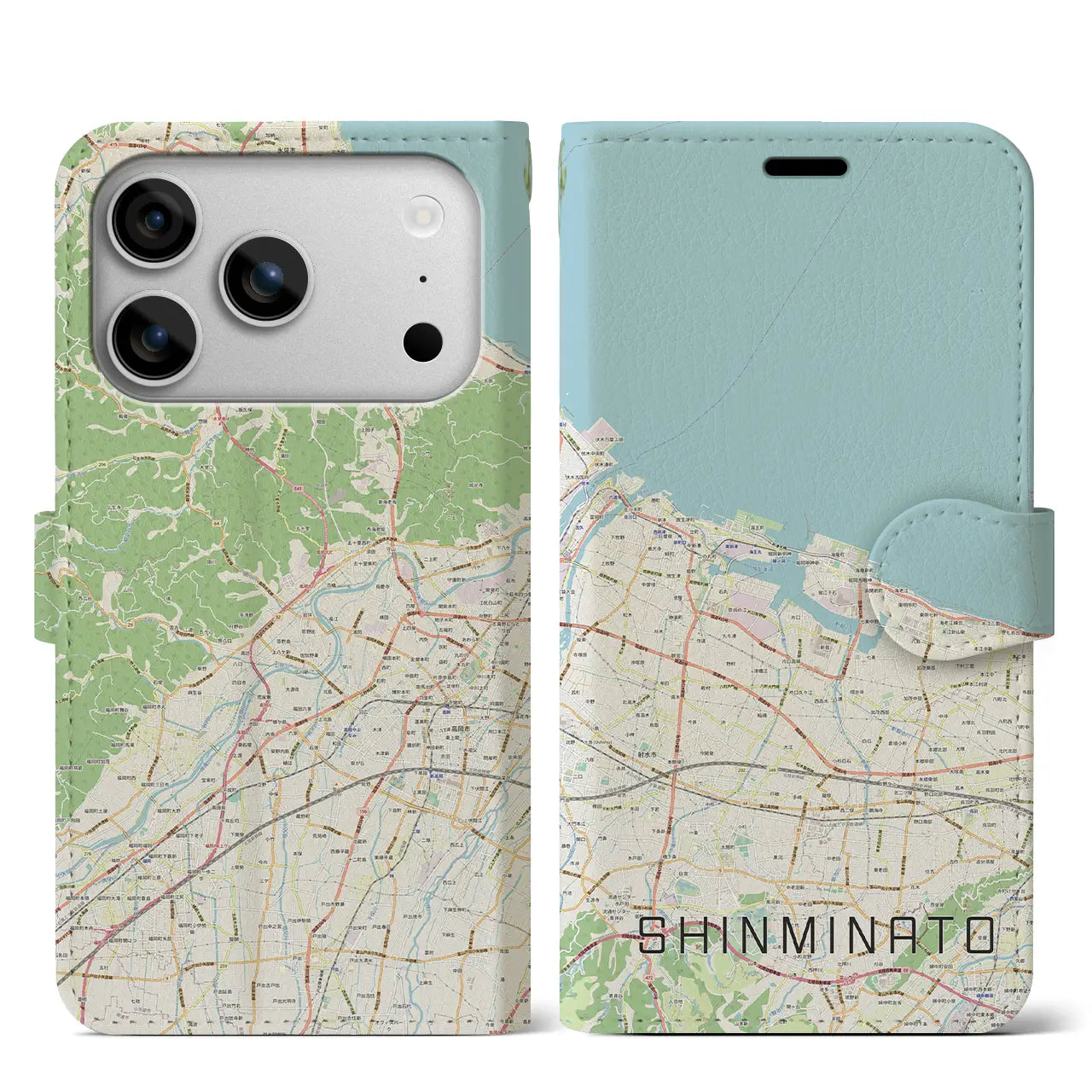 【新湊（富山県）】地図柄iPhoneケース（手帳タイプ）