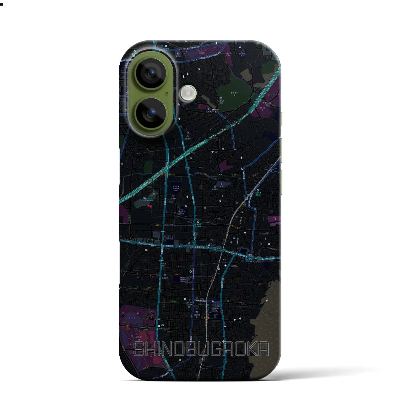 【忍ケ丘（大阪府）】地図柄iPhoneケース（バックカバータイプ）