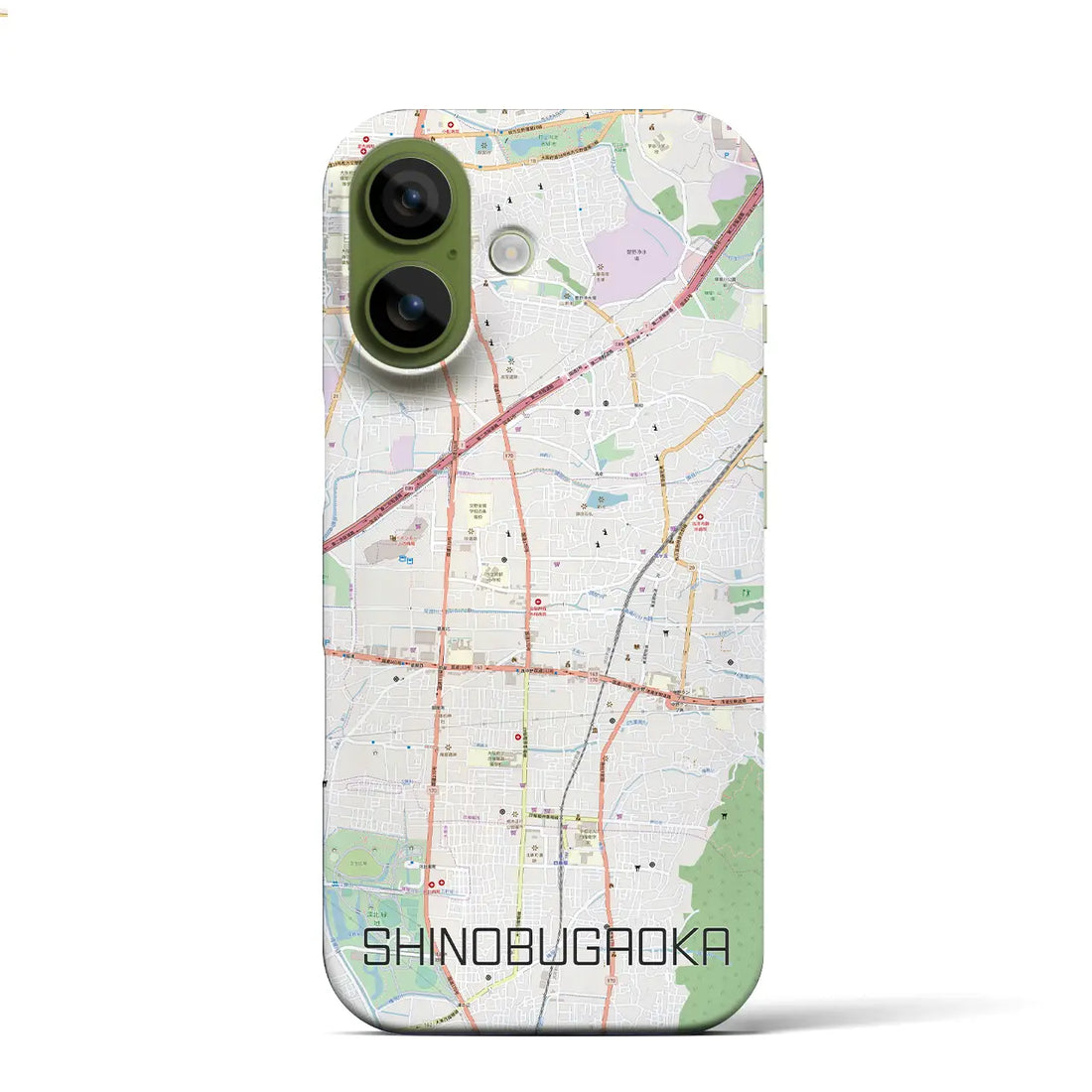 【忍ケ丘(大阪府)】地図柄iPhoneケース(バックカバータイプ)ブラック・iPhone 17 Pro Max 用