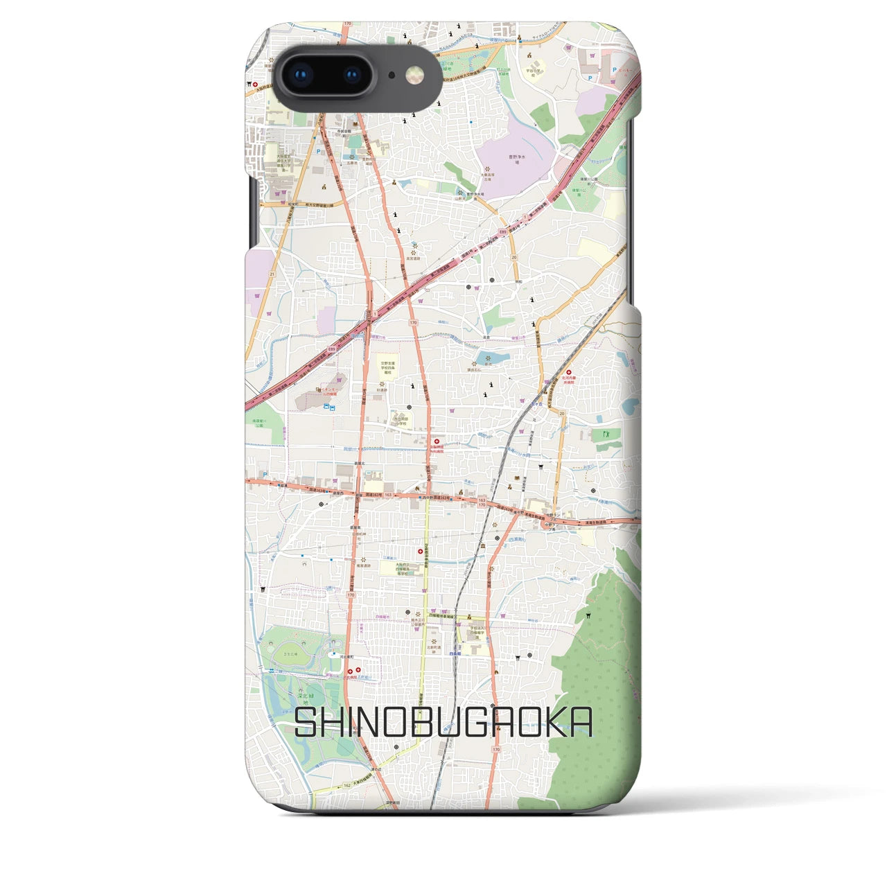 【忍ケ丘（大阪府）】地図柄iPhoneケース（バックカバータイプ）