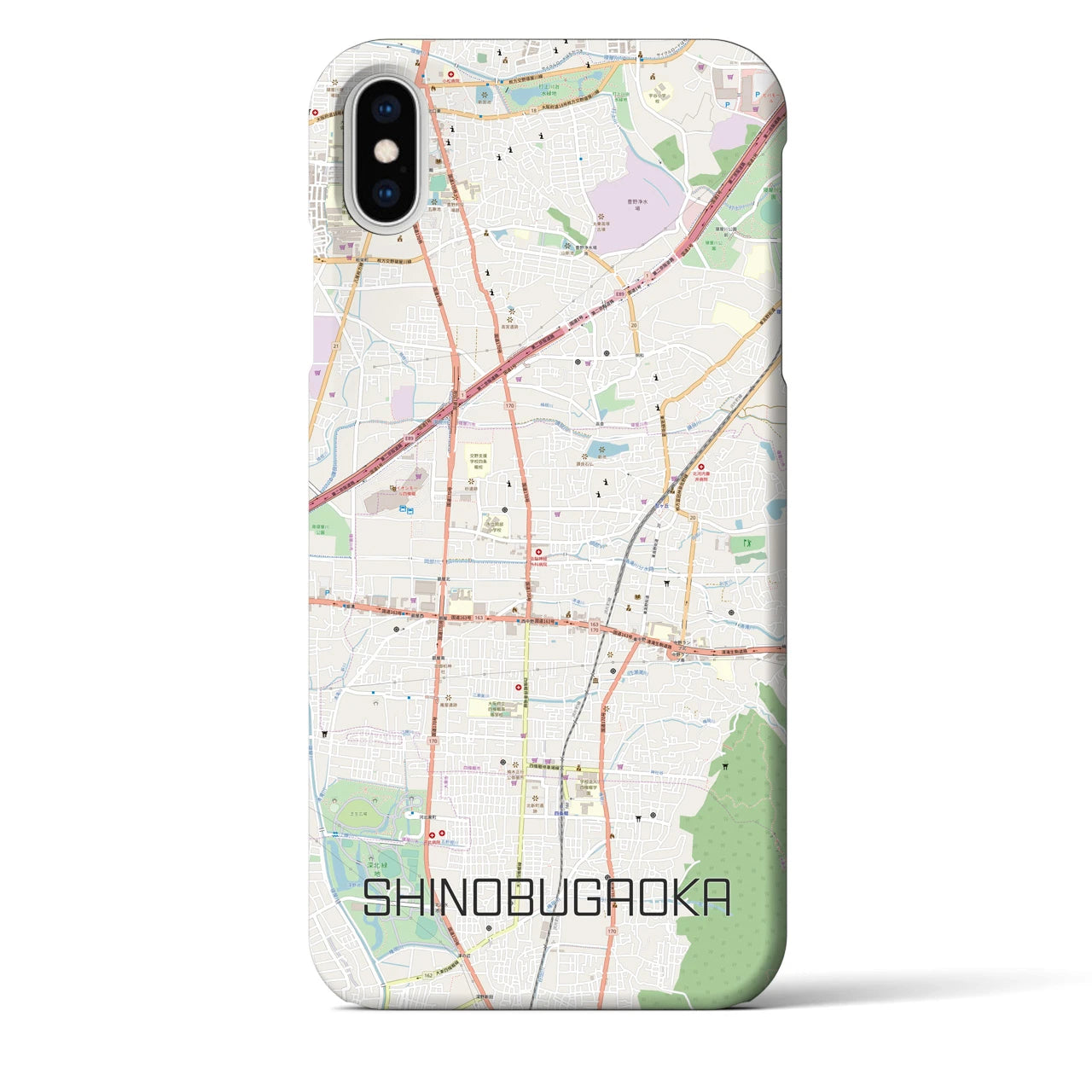 【忍ケ丘（大阪府）】地図柄iPhoneケース（バックカバータイプ）