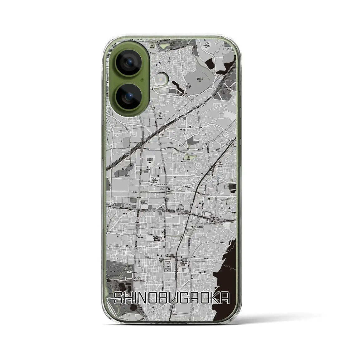 【忍ケ丘（大阪府）】地図柄iPhoneケース（クリアタイプ）モノトーン・iPhone 17 Pro Max 用