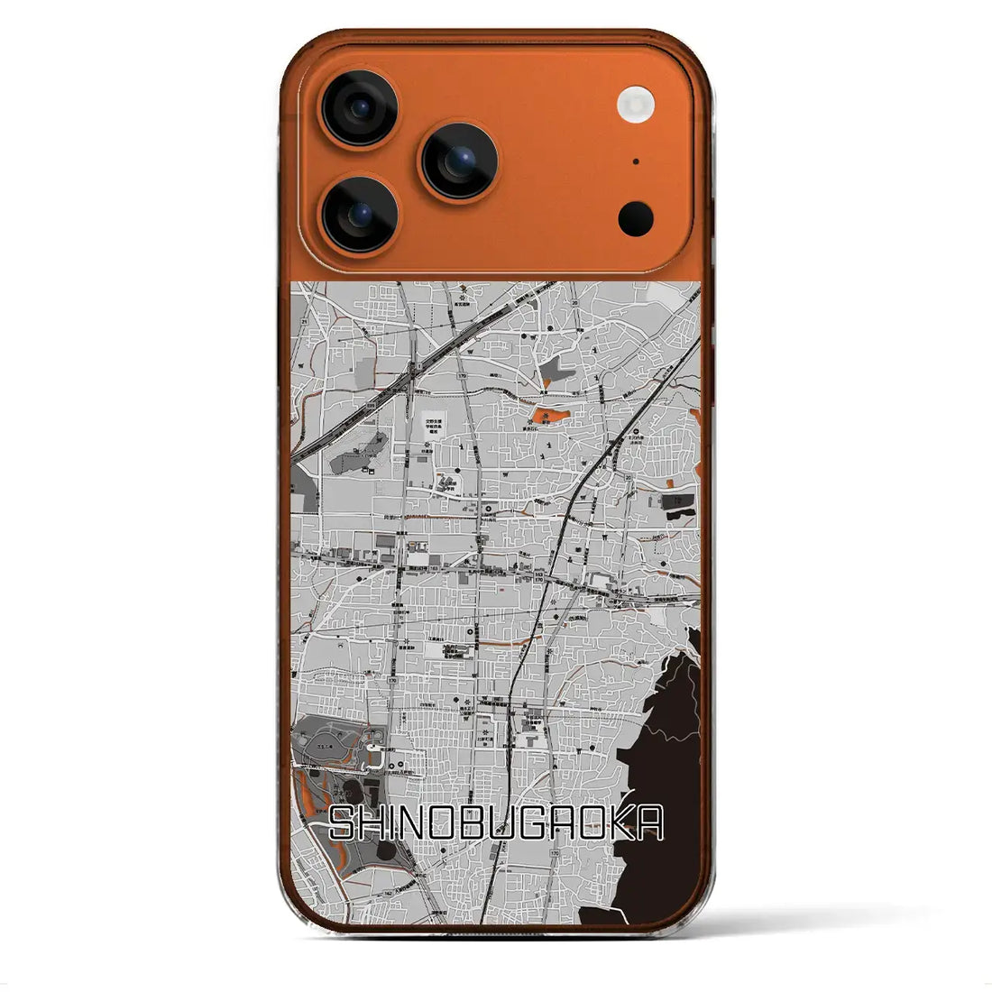 【忍ケ丘(大阪府)】地図柄iPhoneケース(クリアタイプ)モノトーン・iPhone 17 Pro Max 用