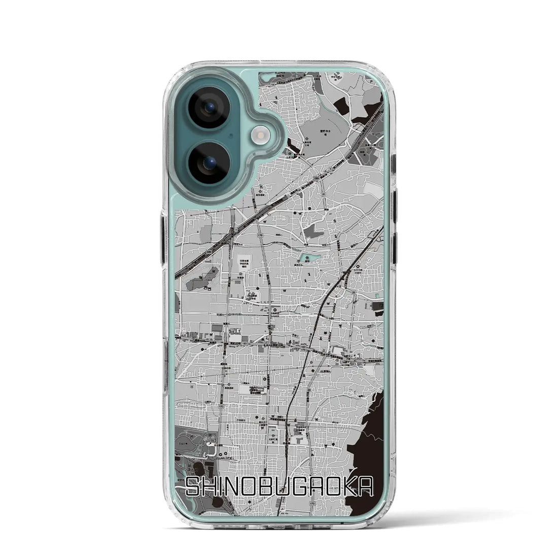 【忍ケ丘(大阪府)】地図柄iPhoneケース(MagSafeタイプ)モノトーン・iPhone 16 Pro 用