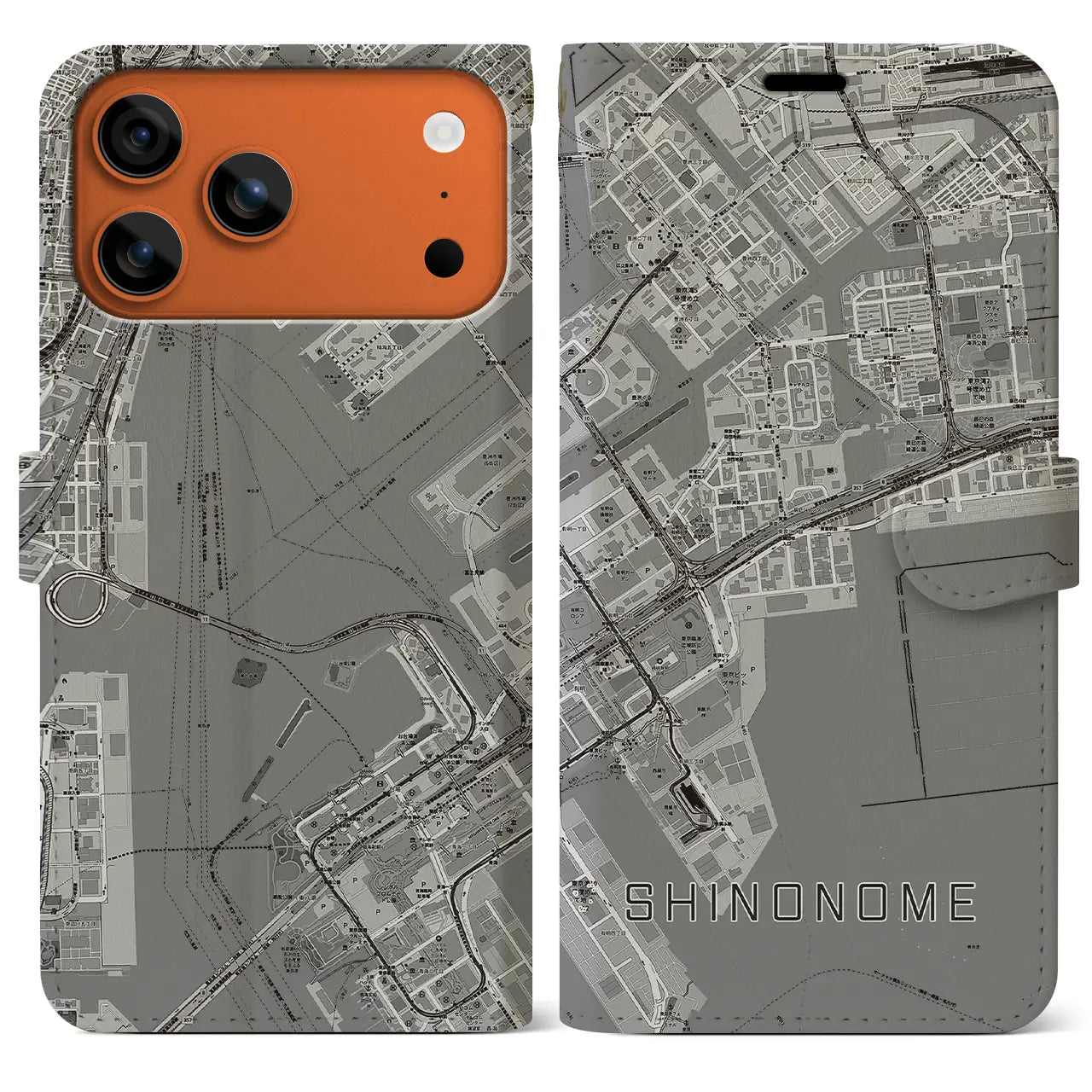 【東雲（東京都）】地図柄iPhoneケース（手帳タイプ）