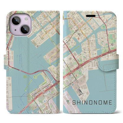 【東雲（東京都）】地図柄iPhoneケース（手帳タイプ）ナチュラル・iPhone 14 用