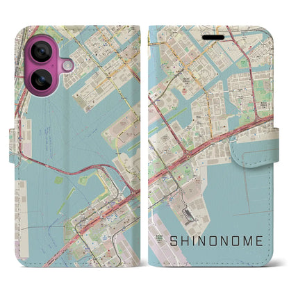 【東雲（東京都）】地図柄iPhoneケース（手帳タイプ）ナチュラル・iPhone 16 Pro 用