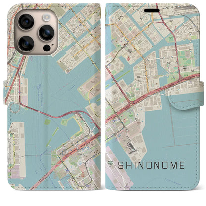 【東雲（東京都）】地図柄iPhoneケース（手帳タイプ）ナチュラル・iPhone 16 Plus 用