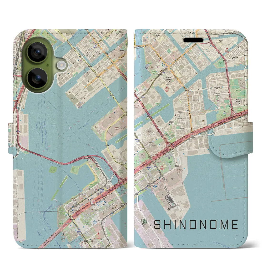 【東雲(東京都)】地図柄iPhoneケース(手帳タイプ)モノトーン・iPhone 17 Pro Max 用