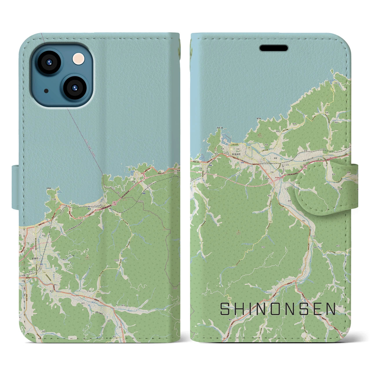 【新温泉（兵庫県）】地図柄iPhoneケース（手帳タイプ）