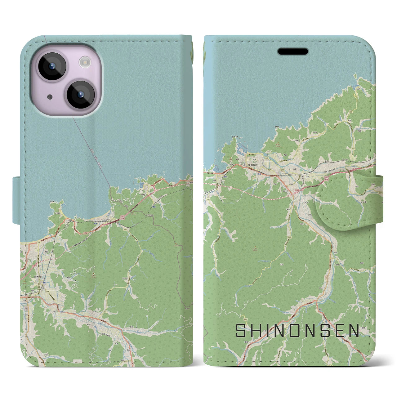 【新温泉（兵庫県）】地図柄iPhoneケース（手帳タイプ）