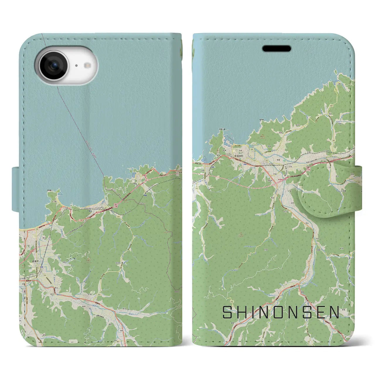 【新温泉（兵庫県）】地図柄iPhoneケース（手帳タイプ）